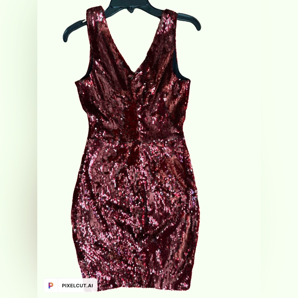Dress the Population Tatum Sequin Dress Burgundy